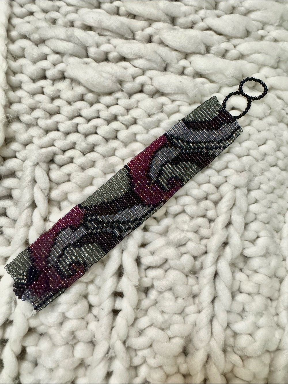Beaded Rhinestone Strap in Silver and Fuchsia